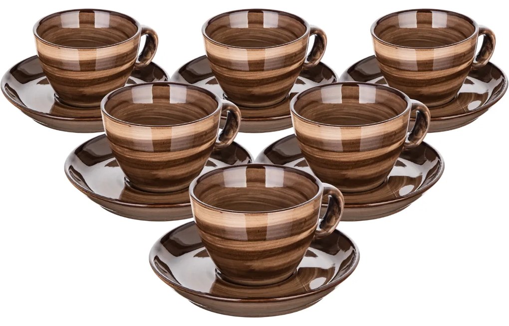 Banquet PALAS 6 db-os csésze és csészealj készlet , 90 ml, barna