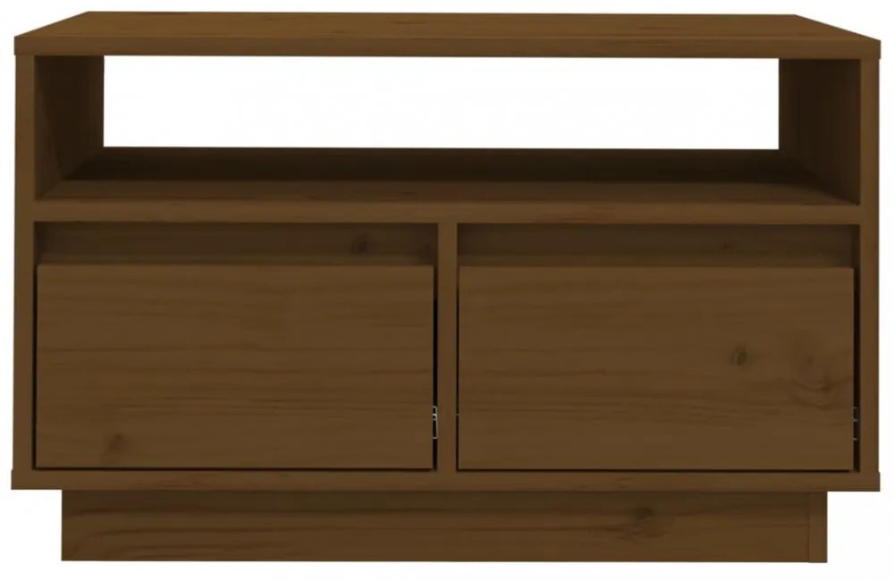 mézbarna tömör fenyőfa TV-szekrény 60x35x37 cm