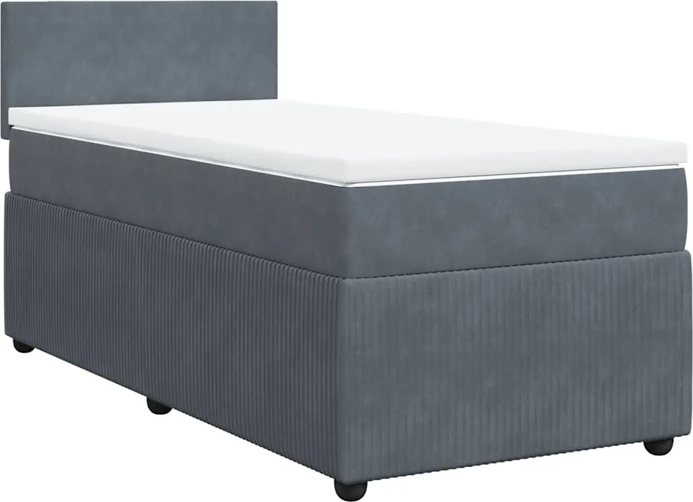 vidaXL sötétszürke bársony rugós ágy matraccal 100 x 200 cm