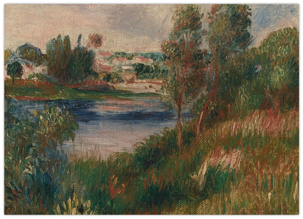 Üveg kép - Auguste Renoir, Landscape at Vetheuil, reprodukciók (70x50 cm)