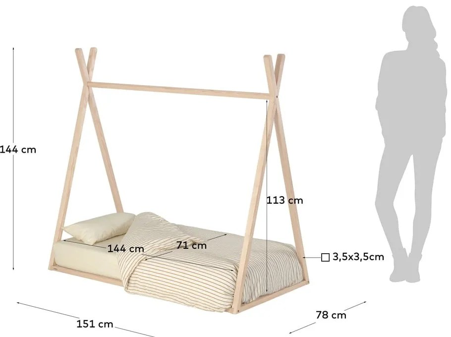 Natúr színű gyerekágy 70x140 cm Maralis Teepee – Kave Home