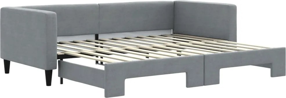 vidaXL világosszürke kihúzható szövet heverő 90 x 200 cm