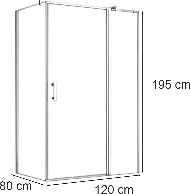 Simple 80x120 cm nyílóajtós aszimmetrikus zuhanykabin zuhanytálca nélkül