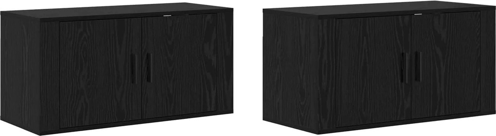 vidaXL Fali TV szekrény szett 2 pcs Fekete tölgy 80 x 34,5 x 40 cm