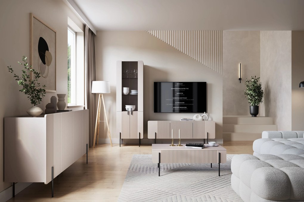 Malmi dohányzóasztal 100 cm fiókos - kasmír / fekete lábak