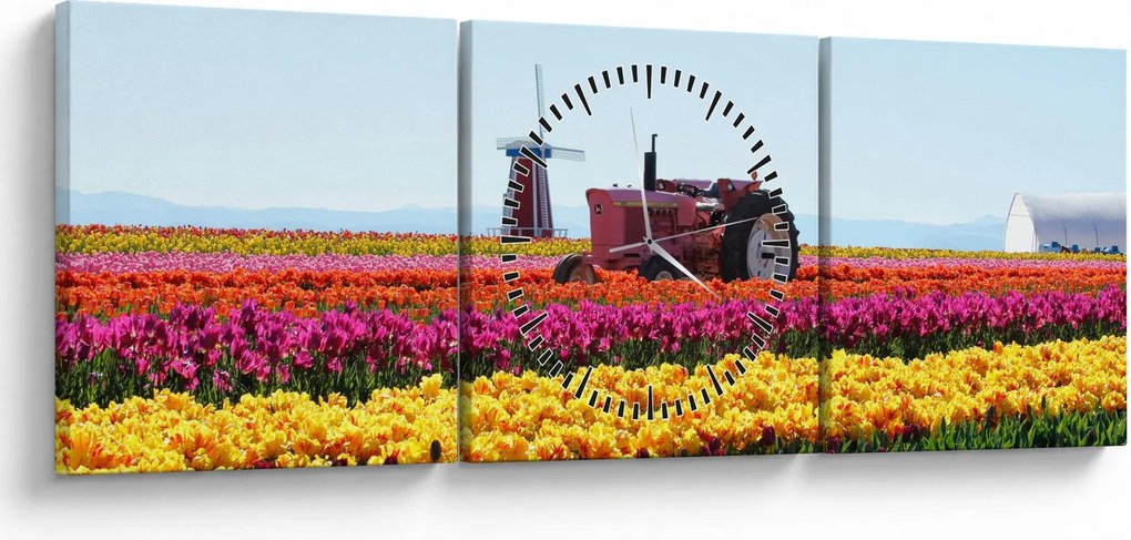 Tulipánfarm képe (órával) (90x30 cm)