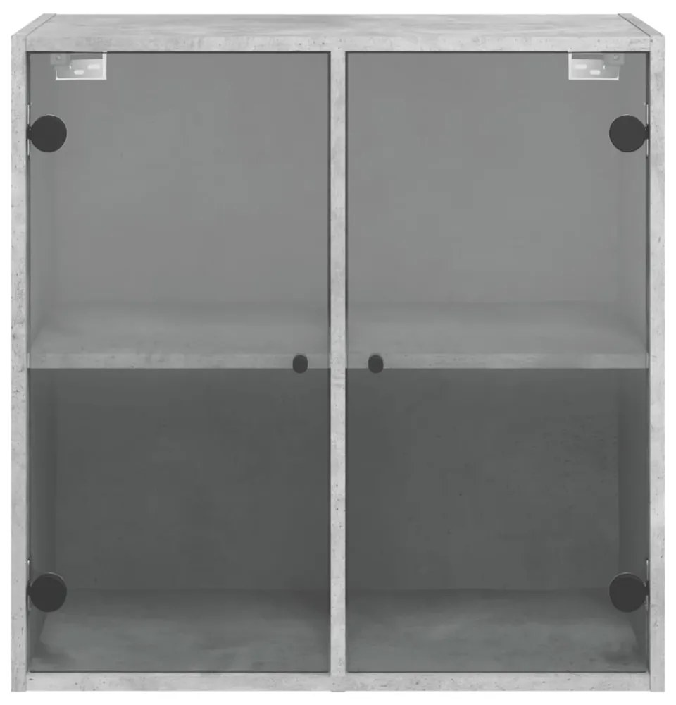 betonszürke faliszekrény üvegajtókkal 68 x 37 x 68,5 cm