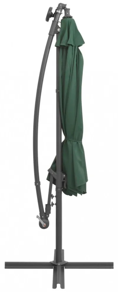 zöld függőernyő LED-del, fém rúddal 300 cm