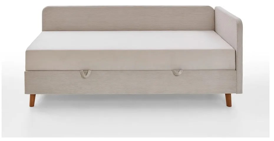 Bézs kárpitozott egyszemélyes ágy tárolóhellyel 90x200 cm Cabana – Meise Möbel