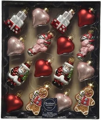 Üveg karácsonyfadísz szett 16 db-os