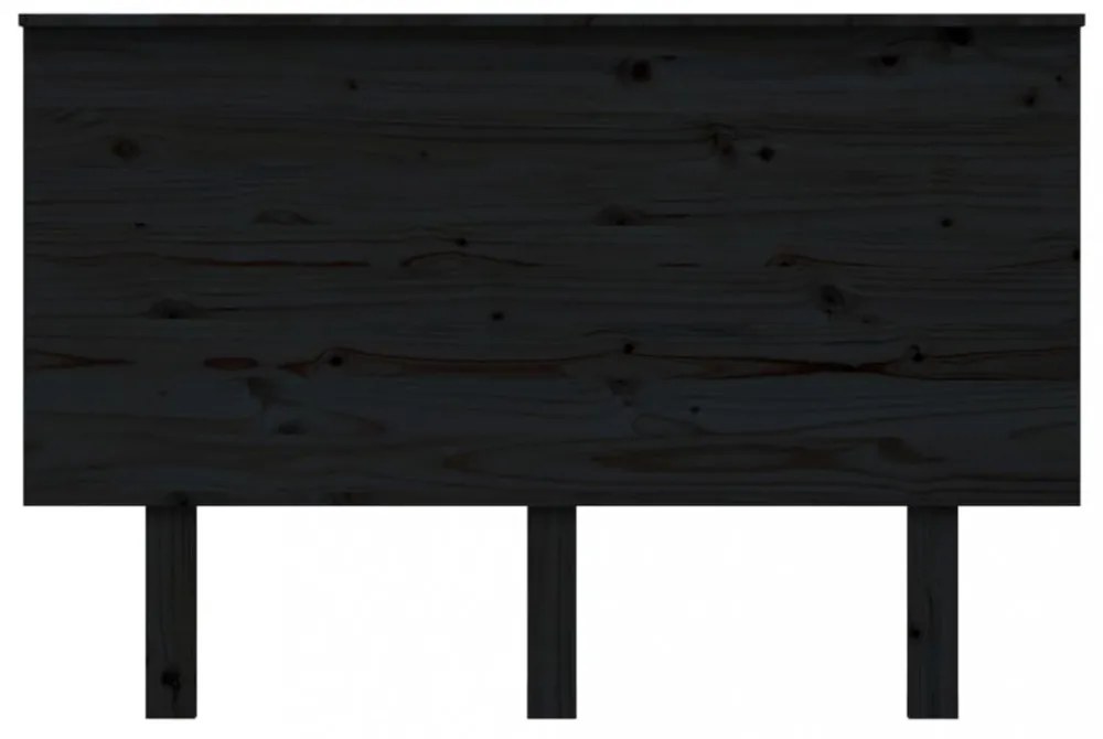 fekete tömör fenyőfa ágyfejtámla 124x6x82,5 cm