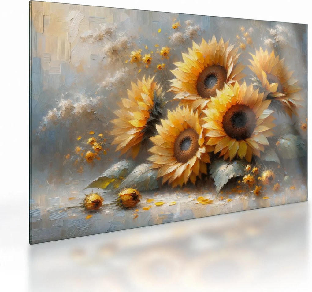 Üveg kép - Napraforgók festménye (70x50 cm)