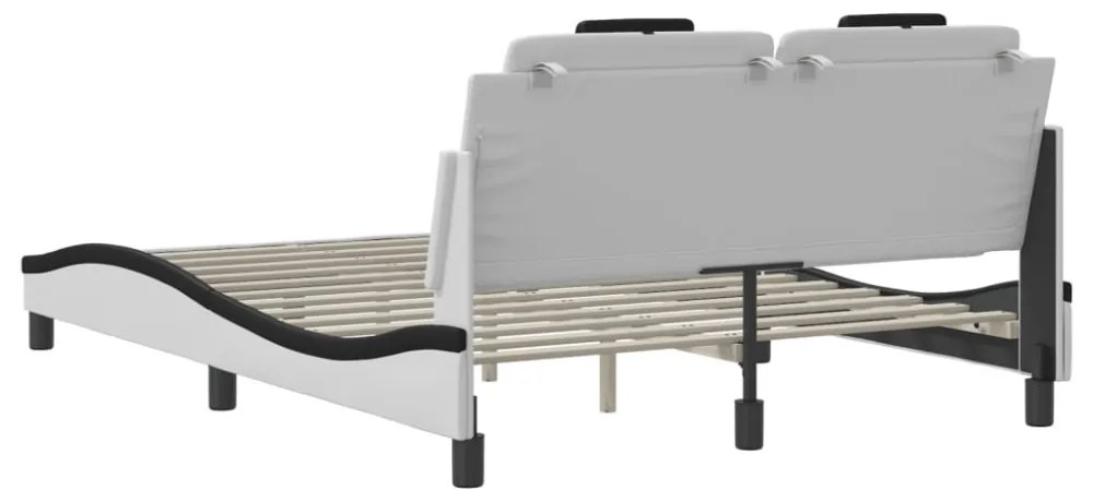 fehér és fekete ágykeret Viana LED-ekkel matrac nélkül 120 x 200 cm