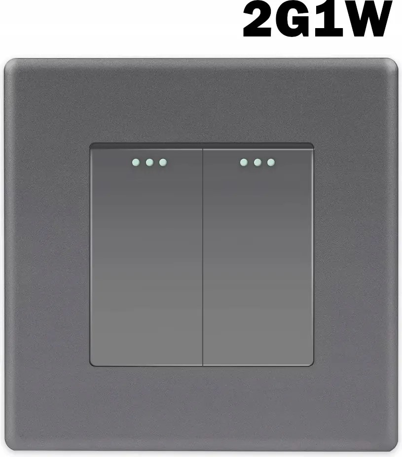 Villanykapcsoló 2G1W Mechanikus Műanyag Keret Matt FI60 Ezüst Szürke