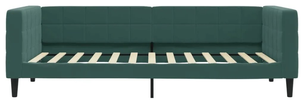 sötétzöld kihúzható bársony heverő fiókkal 100 x 200 cm