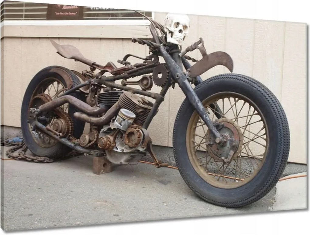 Vászonkép 90x60 Motorkerékpár koponyával