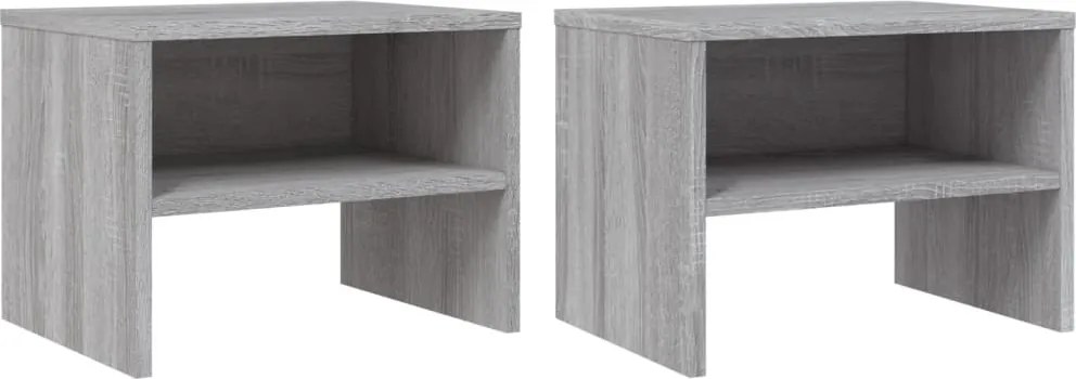 vidaXL 2 db szürke-sonoma színű szerelt fa éjjeliszekrény 40x30x30 cm