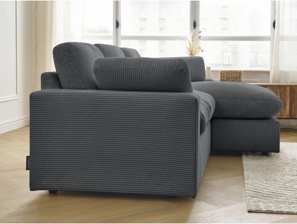 Sötétszürke kordbársony sarokkanapé Belair – Bobochic Paris