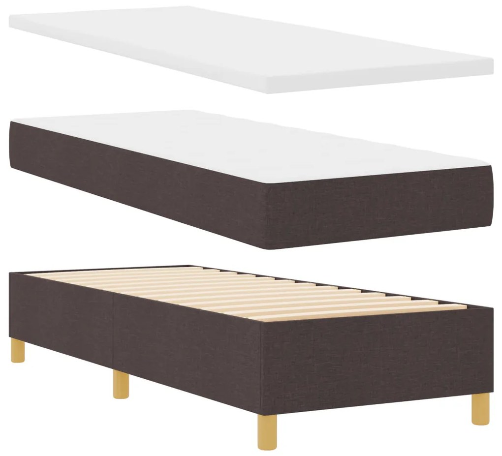 Bonell rugós ágy matraccal és paddal Sötétbarna 80x200 cm Szövet