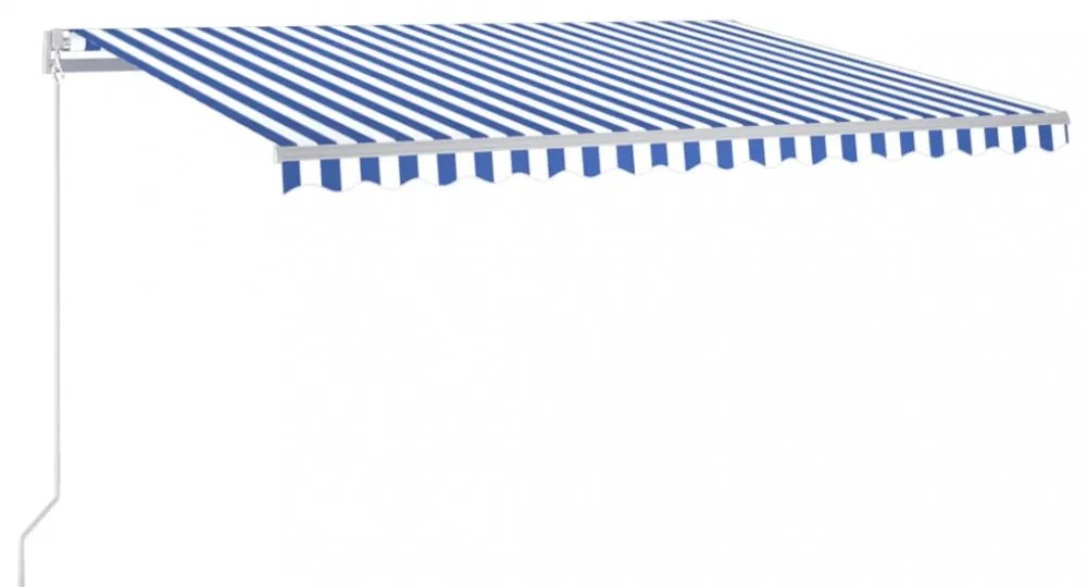 kék és fehér kézzel kihúzható napellenző 450 x 350 cm