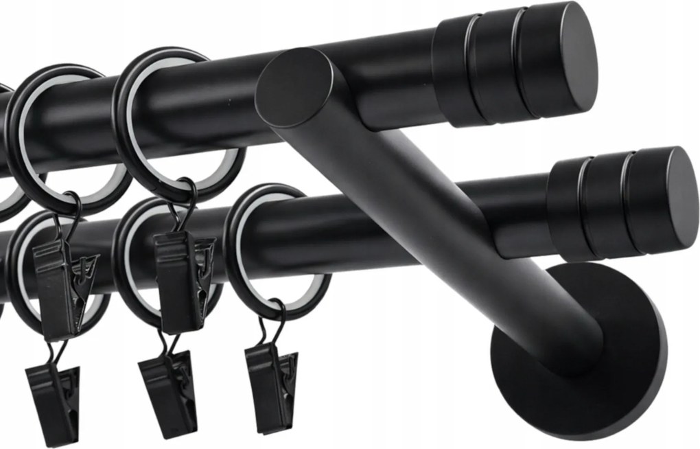 Dupla Fém Függönykarnis 19 mm Fekete 280 cm Luna Maró