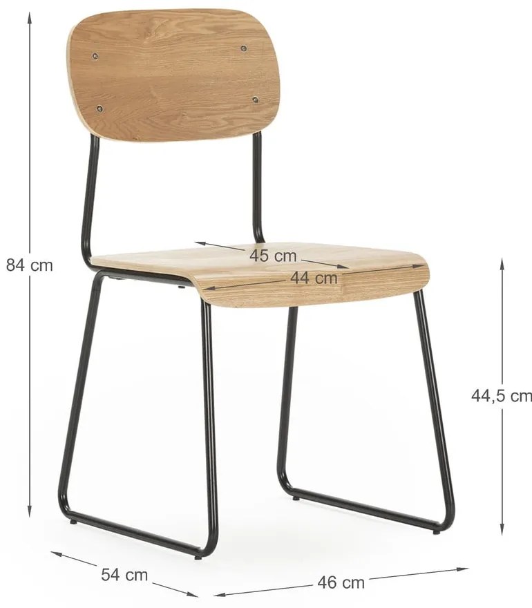 Natúr színű étkezőszék szett kőrisfa dekorral, 2 db-os Aira – Marckeric