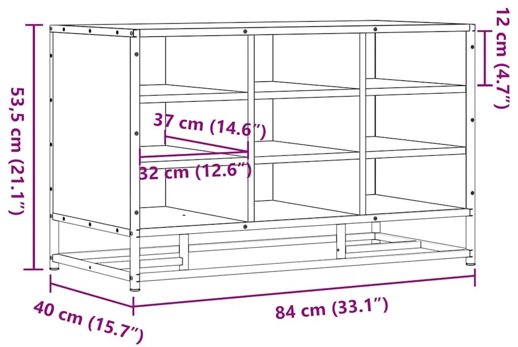 cipőpad barna tölgy 84x40x53,5 cm Gépi fa és fém
