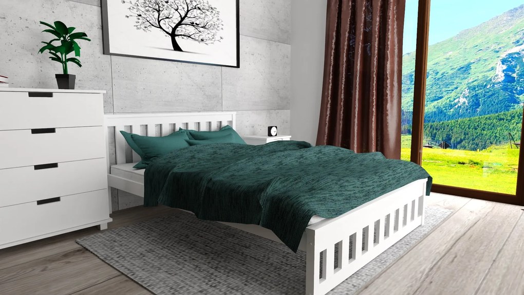 Ágy MAICA 90 x 200 cm, fehér Matrac: Coco Maxi matrac 20 cm, Ágyrács: Deszkás ágyráccsal