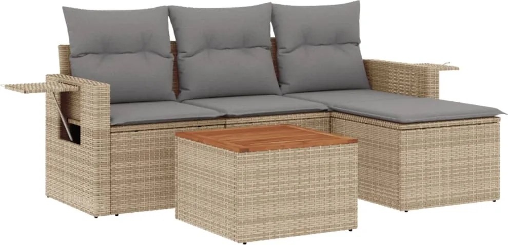 vidaXL 5 részes vegyes bézs polyrattan kerti ülőgarnitúra párnákkal