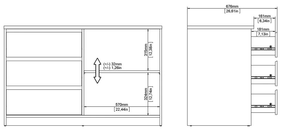 Natúr színű komód tolóajtóval tölgyfa dekorral 119x76x50 cm Naia – Tvilum