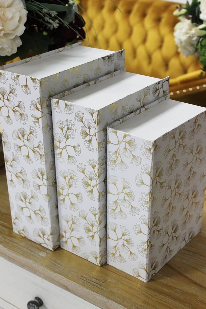 Könyv alakú fehér díszdobozok 3-szett