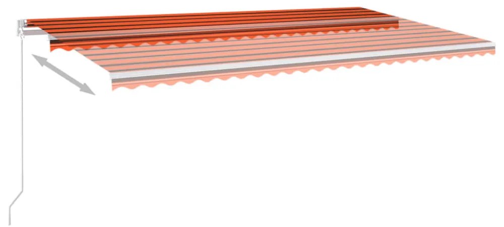 narancssárga-barna szélérzékelős és LED-es napellenző 6 x 3,5 m