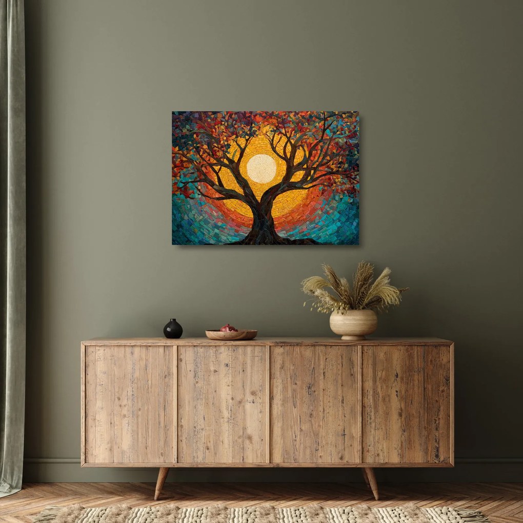 Üveg kép - Nap az élet fájának koronájában (70x50 cm)