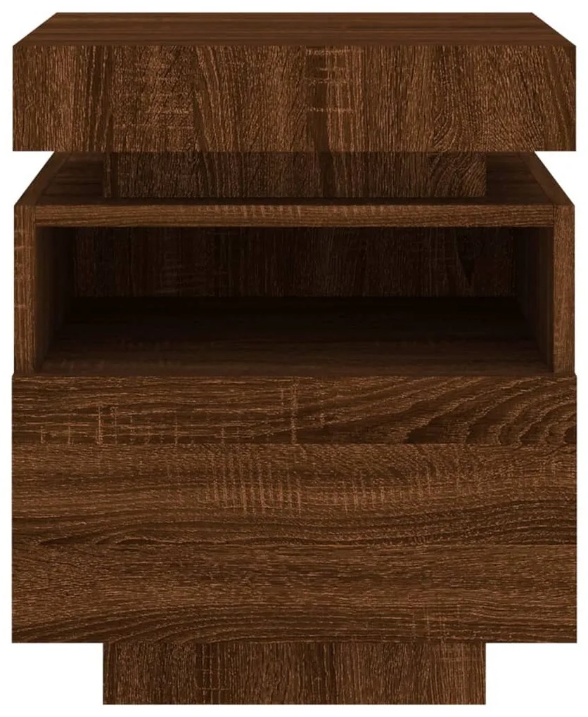 2 db barna tölgy éjjeliszekrény LED-fényekkel 40x39x48,5 cm