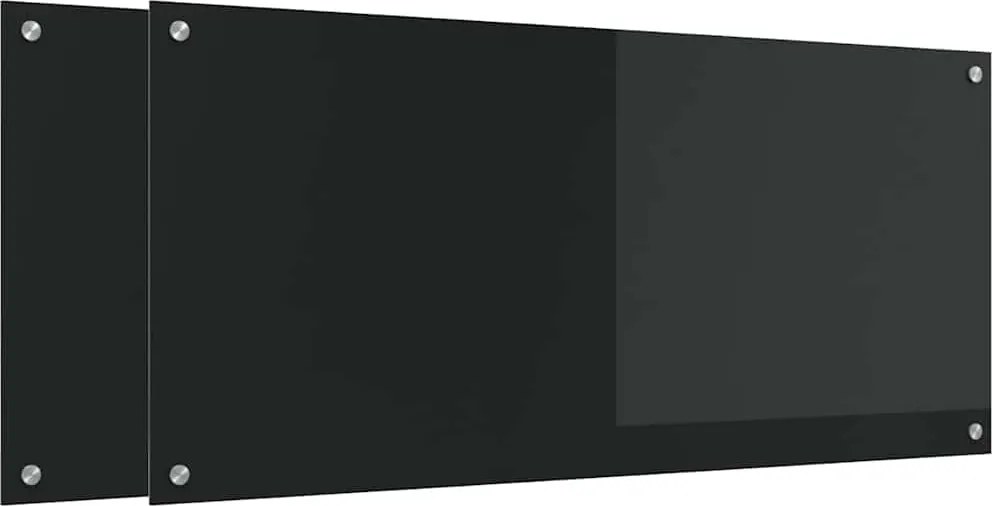 vidaXL Konyhai splashback 2 pcs Fekete 110 x 50 cm edzett üveg