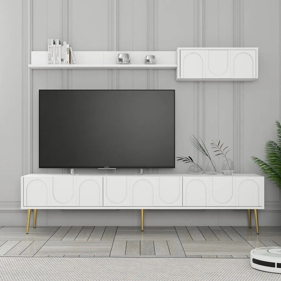 TV szekrény Lyon 2 - Fehér, Arany