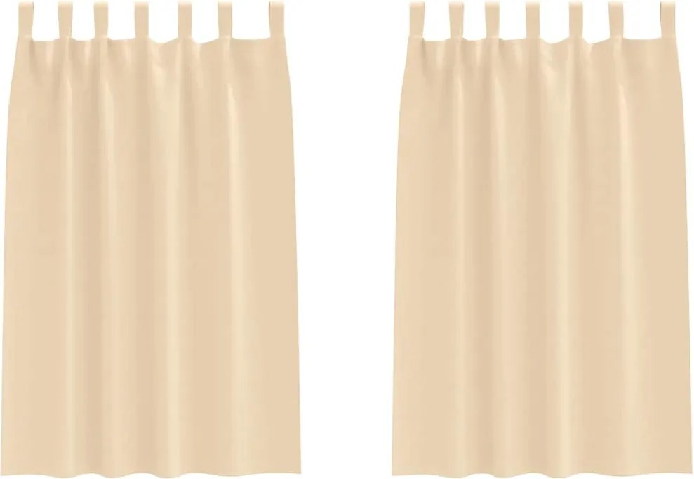vidaXL Fekete Függöny Gyűrűkkel 2 pcs Krém 175 x 140 cm Poliészter