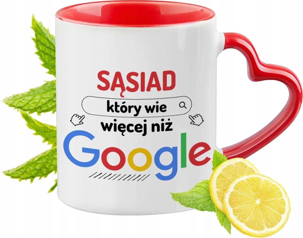 Piros Szomszéd Bögre Szív Alakú Füllel Ajándék