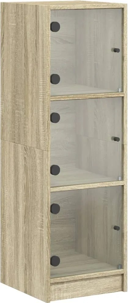 vidaXL sonoma tölgy színű magasszekrény üvegajtókkal 35 x 37 x 109 cm