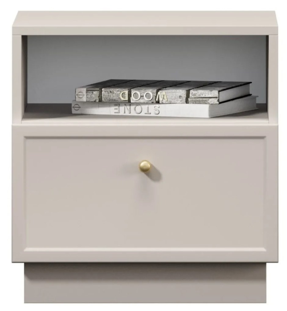 Lorini éjjeliszekrény 45 cm - kasmír / arany fogantyú