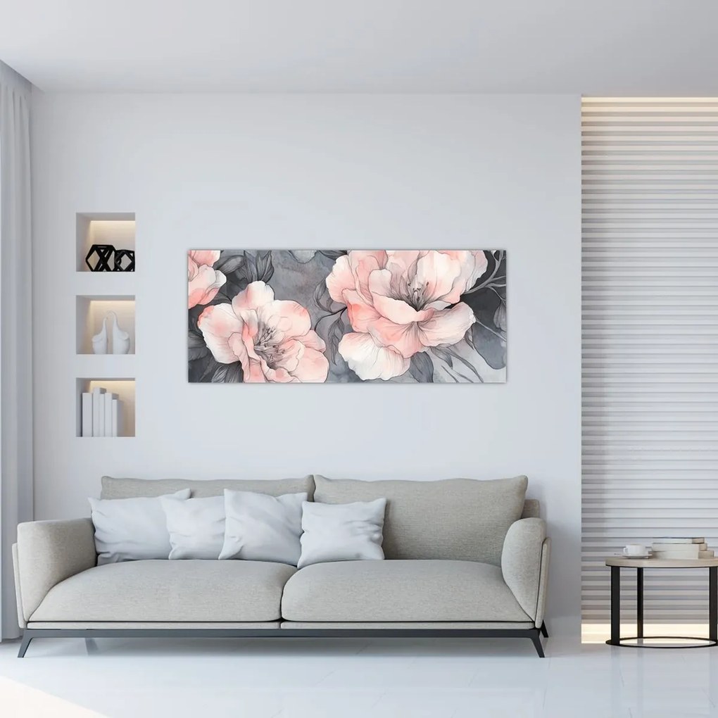 Kép - Virágok vázlata (120x50 cm)