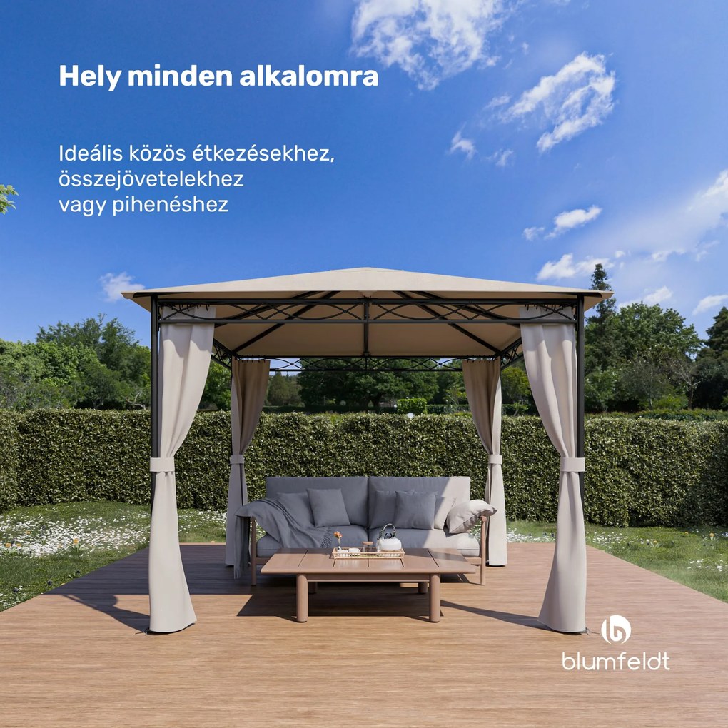 Blumfeldt Mondo, kerti pavilon, bulisátor, 295 x 262 x 295, acél, poliészter, bézs