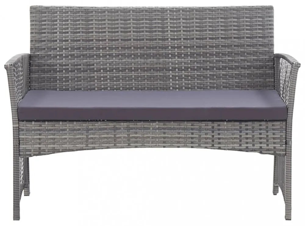4-részes antracitszürke kerti polyrattan bútorszett párnákkal