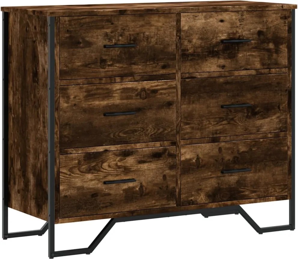 vidaXL füstös tölgy színű szerelt fa komód 91 x 35,5 x 74,5 cm
