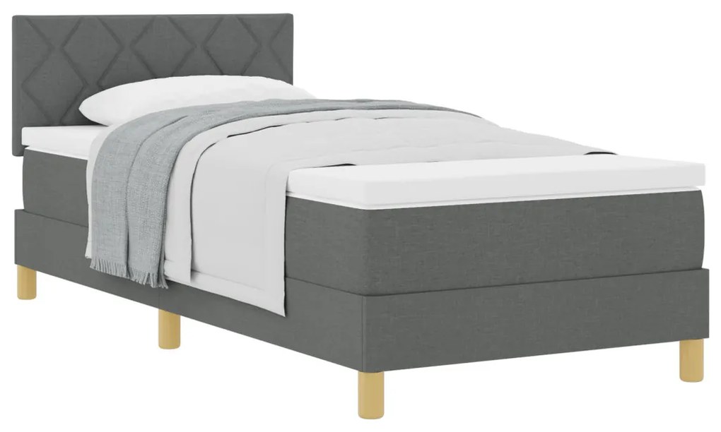 Box Spring Ágy Matraccal Sötét Szürke 100x200 cm Textil