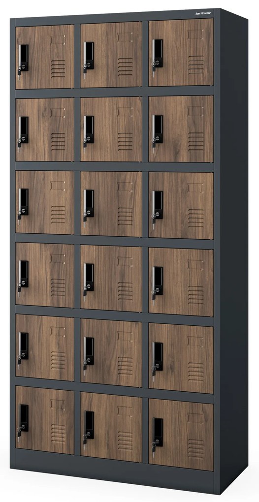 Zárható szekrény KAROL, 900 x 1850 x 400 mm, Eco Design: antracit/dió