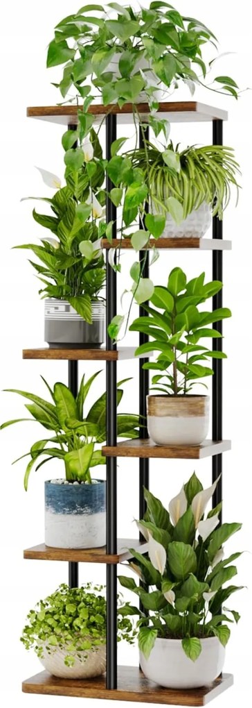 Virágágyás Növénytartó Állvány 6 Polcos Fém Könyvespolc Erkély Virágtartó