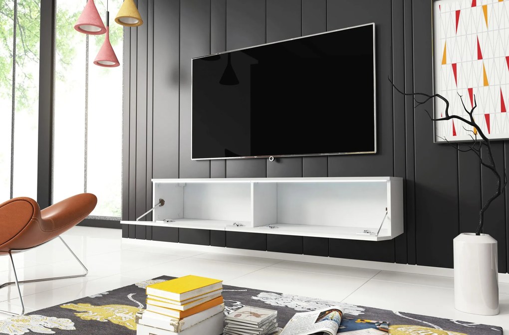 CERIEE 140 TV asztal - fehér, fényes fehér