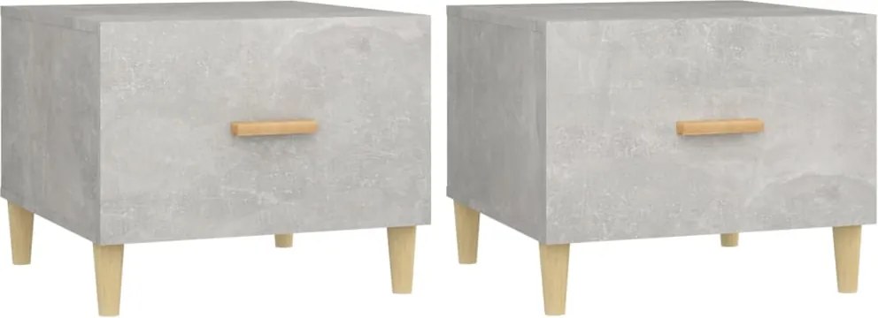 vidaXL 2 db betonszürke szerelt fa dohányzóasztal 50 x 50 x 40 cm