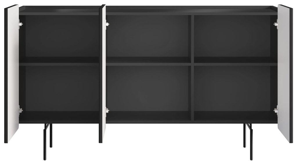 Malmi komód 150 cm - fekete matt / fekete lábak